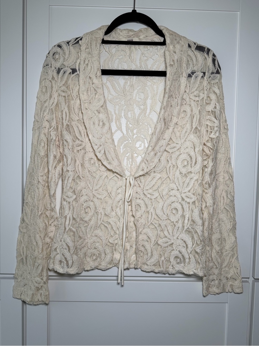 Y2K ISSI Whimsical Lace Boho Chic Fairy Grunge Blazer Cardigan Top Sheer Vintage
